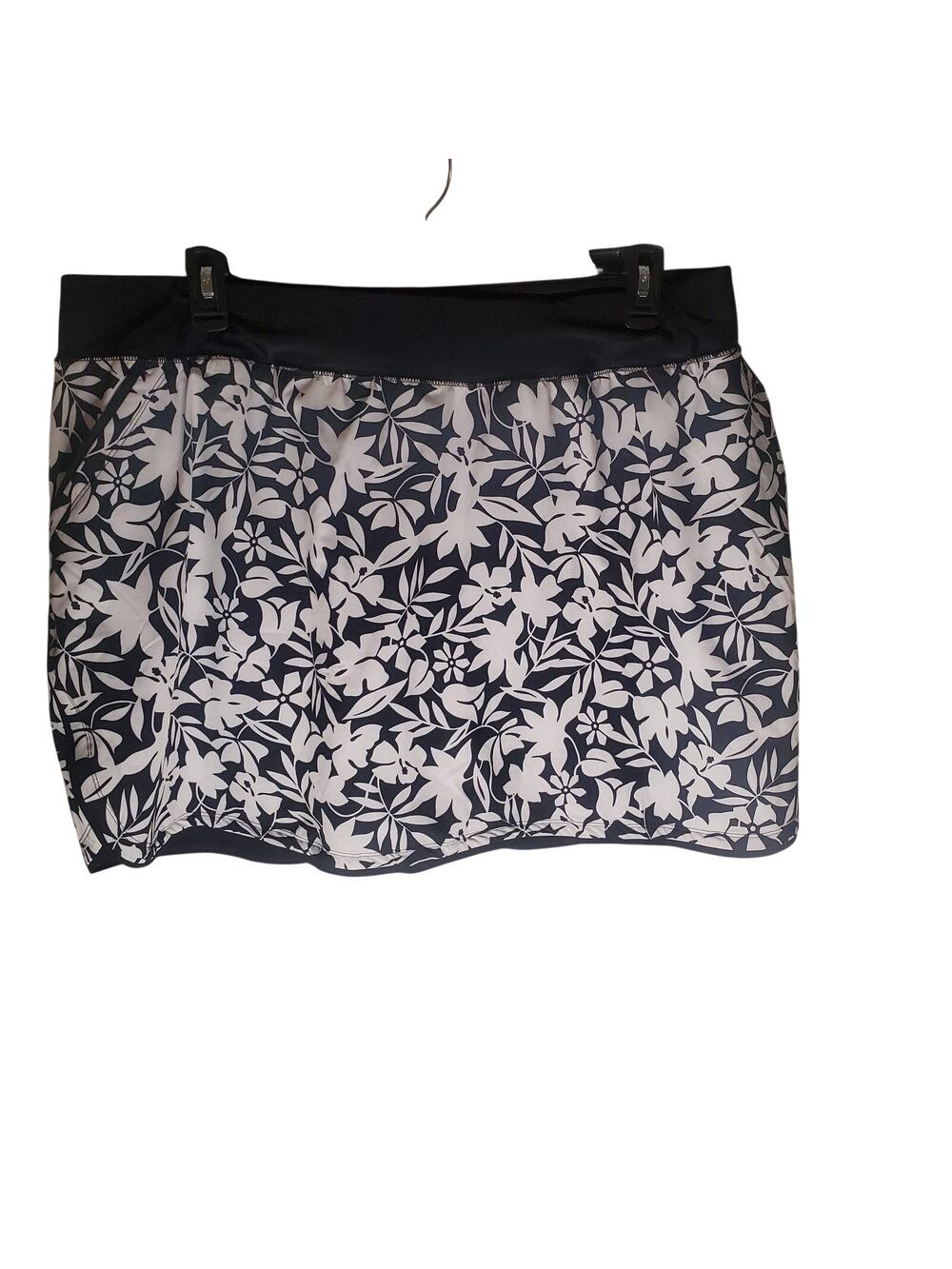 Lands' End Swim Skort Black White Floral Plus Size 22W Quick Dry